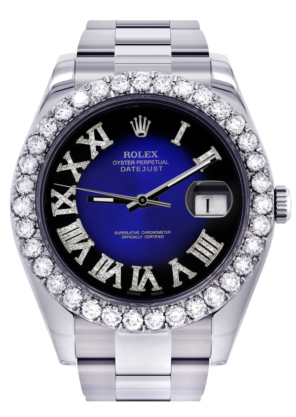 Rolex Datejust II Watch | 41 MM | Custom Blue/Black Roman Dial | Oyster Band