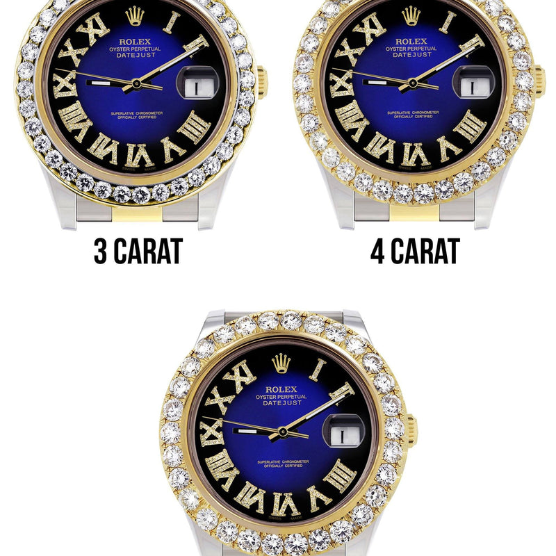 Rolex Datejust II Watch | 41 MM | 18K Yellow Gold & Stainless Steel | Custom Blue/Black Roman Dial | Oyster Band