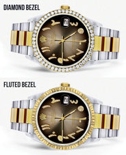 Gold & Steel Rolex Datejust Watch 16233 for Men | 36Mm | Brown Arabic Diamond Dial | Oyster Band