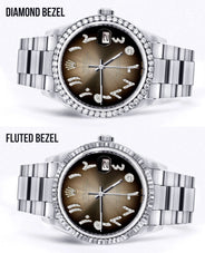Diamond Mens Rolex Datejust Watch 16200 | 36Mm | Brown Arabic Diamond Dial | Oyster Band