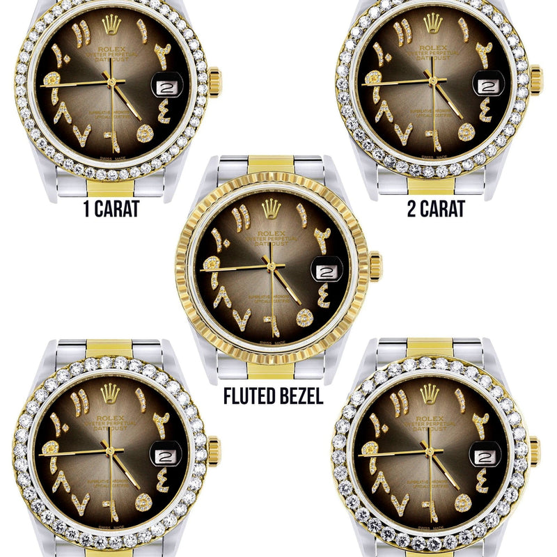 Gold & Steel Rolex Datejust Watch 16233 for Men | 36Mm | Brown Arabic Diamond Dial | Oyster Band