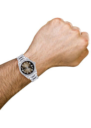 Diamond Mens Rolex Datejust Watch 16200 | 36Mm | Brown Arabic Diamond Dial | Oyster Band