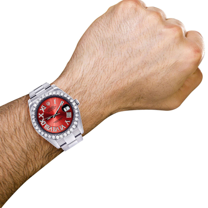 Rolex Datejust II Watch | 41 MM | Custom Red Roman Dial | Oyster Band