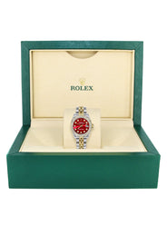 Womens Diamond Gold Hidden Clasp Rolex Watch | 1 Carat Bezel | 26Mm | Red Dial | Jubilee Band | Model 179173