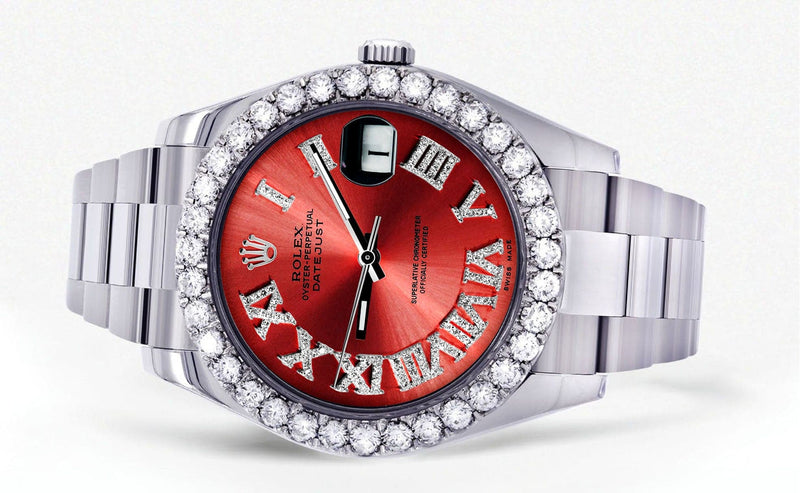 Rolex Datejust II Watch | 41 MM | Custom Red Roman Dial | Oyster Band