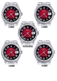 Diamond Mens Rolex Datejust Watch 16200 | 36Mm | Diamond Red Roman Numeral Dial | Oyster Band