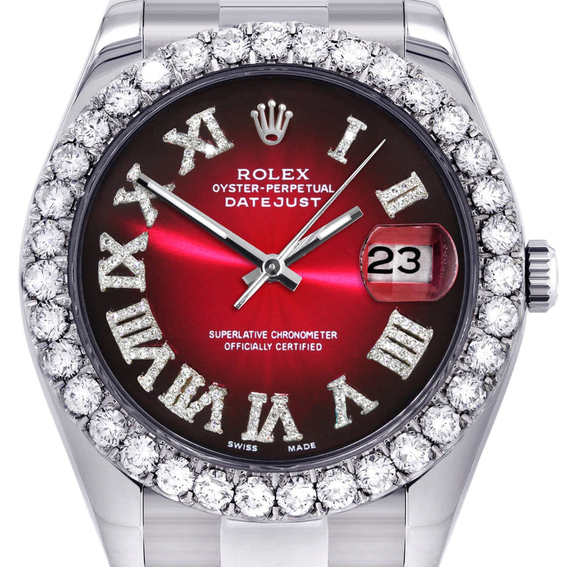 Rolex Datejust II Watch | 41 MM | Custom Red Black Roman Dial | Oyster Band