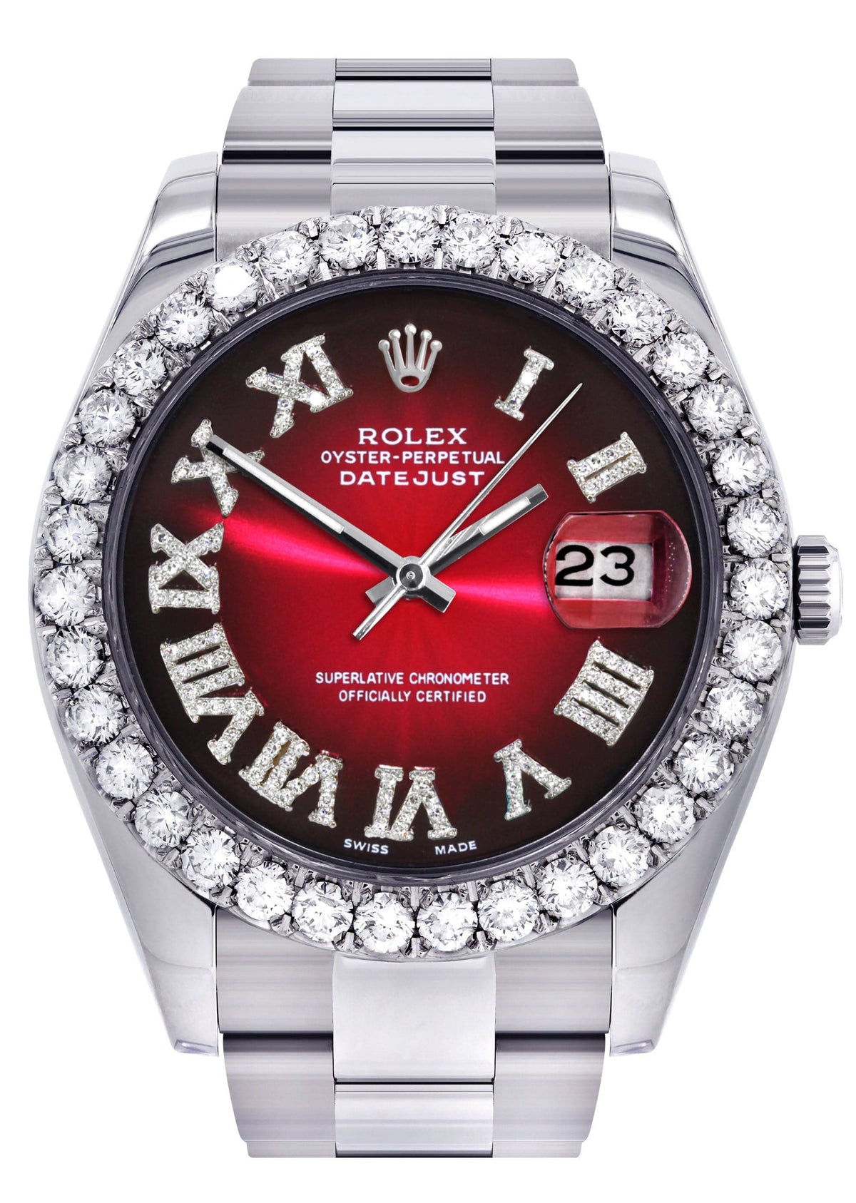 Rolex Datejust II Watch | 41 MM | Custom Red Black Roman Dial | Oyster Band