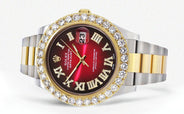 Rolex Datejust II Watch | 41 MM | 18K Yellow Gold & Stainless Steel | Custom Red Black Roman Dial | Oyster Band