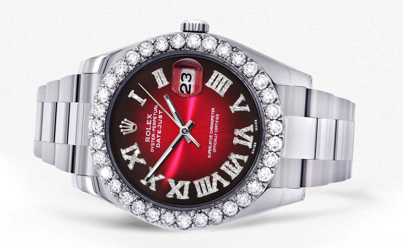 Rolex Datejust II Watch | 41 MM | Custom Red Black Roman Dial | Oyster Band