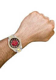 Rolex Datejust II Watch | 41 MM | 18K Yellow Gold & Stainless Steel | Custom Red Black Roman Dial | Oyster Band