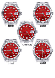 Diamond Mens Rolex Datejust Watch 16200 | 36Mm | Red Diamond Dial | Oyster Band