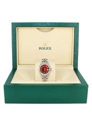 Womens Diamond Gold Hidden Clasp Rolex Watch | 1 Carat Bezel | 26Mm | Red Dial | Jubilee Band | Model 179173