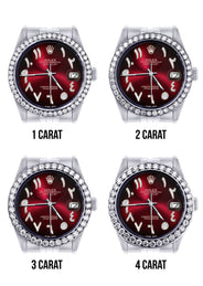 116200 | Hidden Clasp | Diamond Rolex Datejust Watch | 36Mm | Red Black Arabic Diamond Dial | Jubilee Band