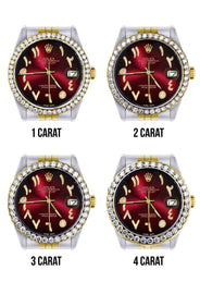116233 | Hidden Clasp | Gold & Steel Rolex Datejust Watch | 36Mm | Red Black Arabic Diamond Dial | Jubilee Band
