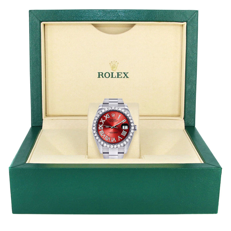 Rolex Datejust II Watch | 41 MM | Custom Red Roman Dial | Oyster Band
