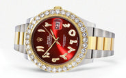 Rolex Datejust II Watch | 41 MM | 18K Yellow Gold & Stainless Steel | Custom Red Arabic Dial | Oyster Band