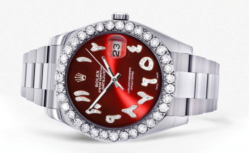 Rolex Datejust II Watch | 41 MM | Custom Red Arabic Dial | Oyster Band