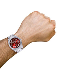 Rolex Datejust II Watch | 41 MM | Custom Red Arabic Dial | Oyster Band