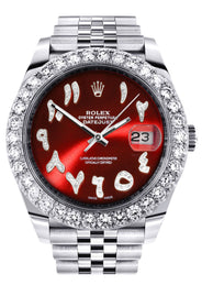 Rolex Datejust 41 Watch | 41 MM | Custom Red Arabic Diamond Dial | Jubilee Band