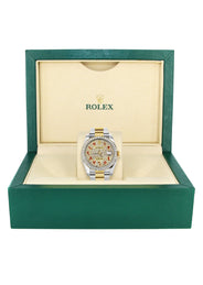 116233 | Diamond Gold Rolex Watch For Men | 36MM | Red Arabic Diamond Dial | Oyster Band