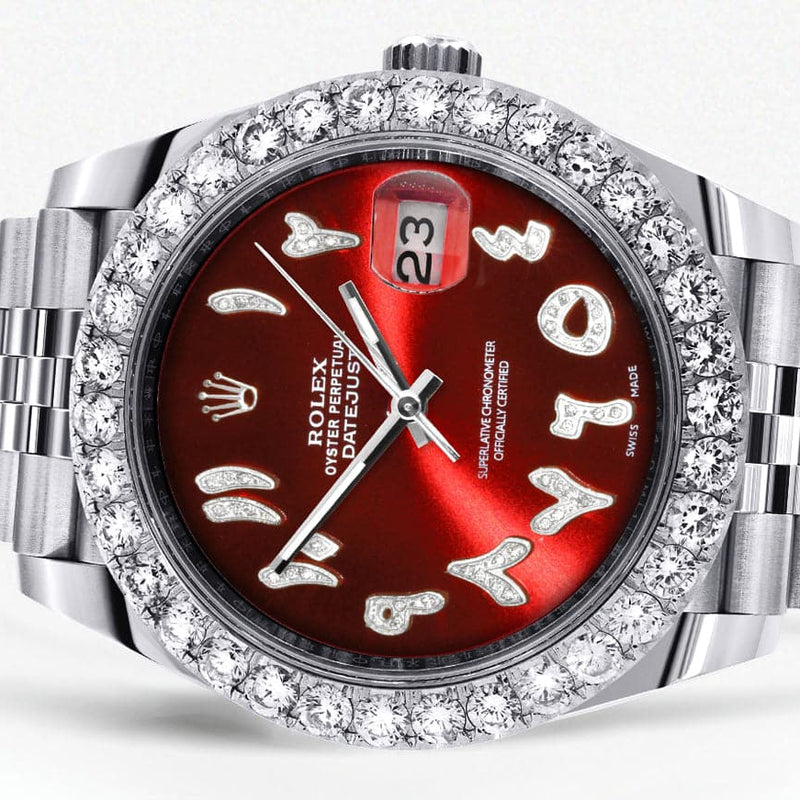 Rolex Datejust 41 Watch | 41 MM | Custom Red Arabic Diamond Dial | Jubilee Band