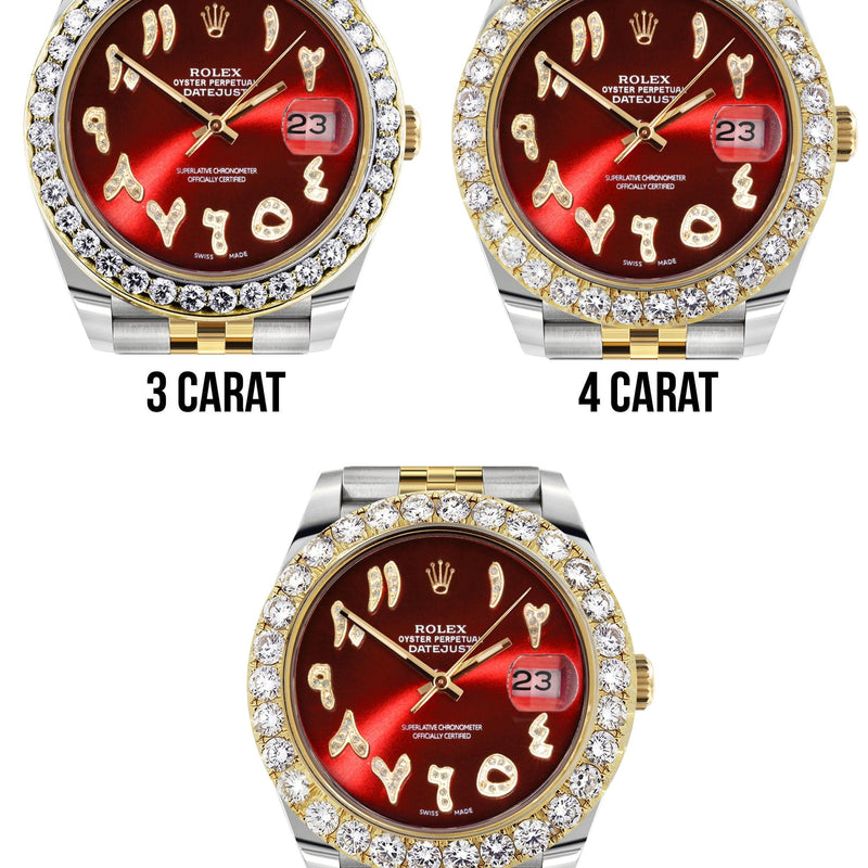 Rolex Datejust 41 Watch | 41 MM | 18K Yellow Gold & Stainless Steel | Custom Red Arabic Dial | Jubilee Band