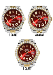 Rolex Datejust 41 Watch | 41 MM | 18K Yellow Gold & Stainless Steel | Custom Red Arabic Dial | Jubilee Band