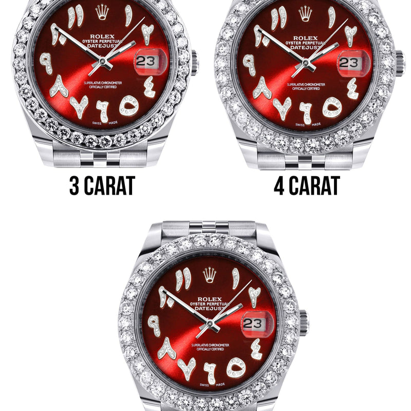 Rolex Datejust 41 Watch | 41 MM | Custom Red Arabic Diamond Dial | Jubilee Band