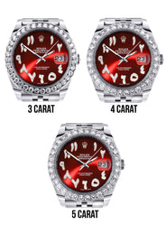 Rolex Datejust 41 Watch | 41 MM | Custom Red Arabic Diamond Dial | Jubilee Band