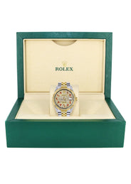 Womens Rolex Datejust Watch 16233 Two Tone | 36Mm | Diamond Red Arabic Numeral | Fluted Bezel | Jubilee Band