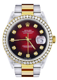Gold Rolex Datejust Watch 16233 for Men | 36Mm | Red Dial | Oyster Band