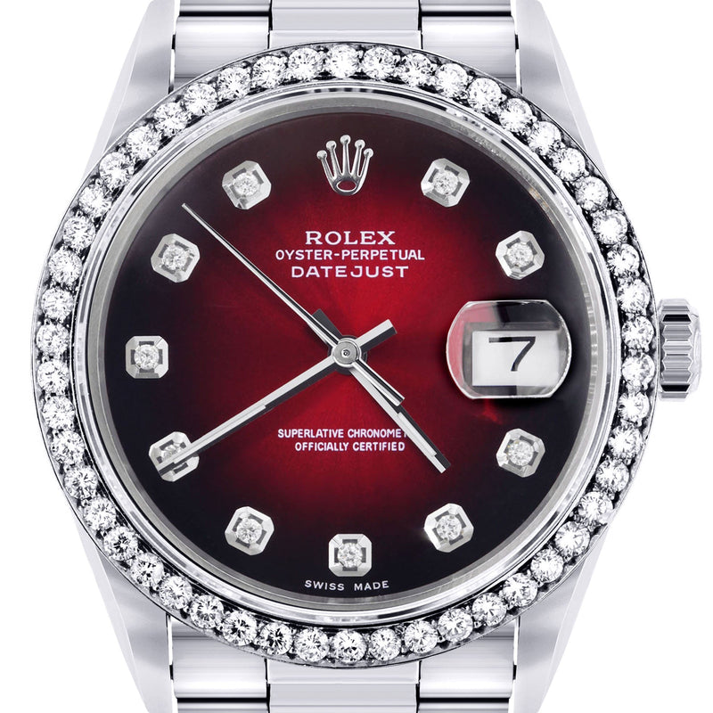 Rolex Datejust Watch | 16200  | 36MM | Red Dial | Oyster Band | Stainless Steel