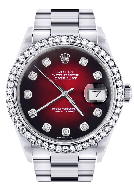 Rolex Datejust Watch | 16200  | 36MM | Red Dial | Oyster Band | Stainless Steel