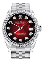 Diamond Rolex Watch | 68274 | Diamond Bezel | 31MM | Red Black Diamond Dial | Jubilee Band