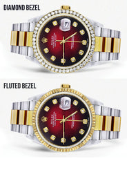 Gold Rolex Datejust Watch 16233 for Men | 36Mm | Red Dial | Oyster Band