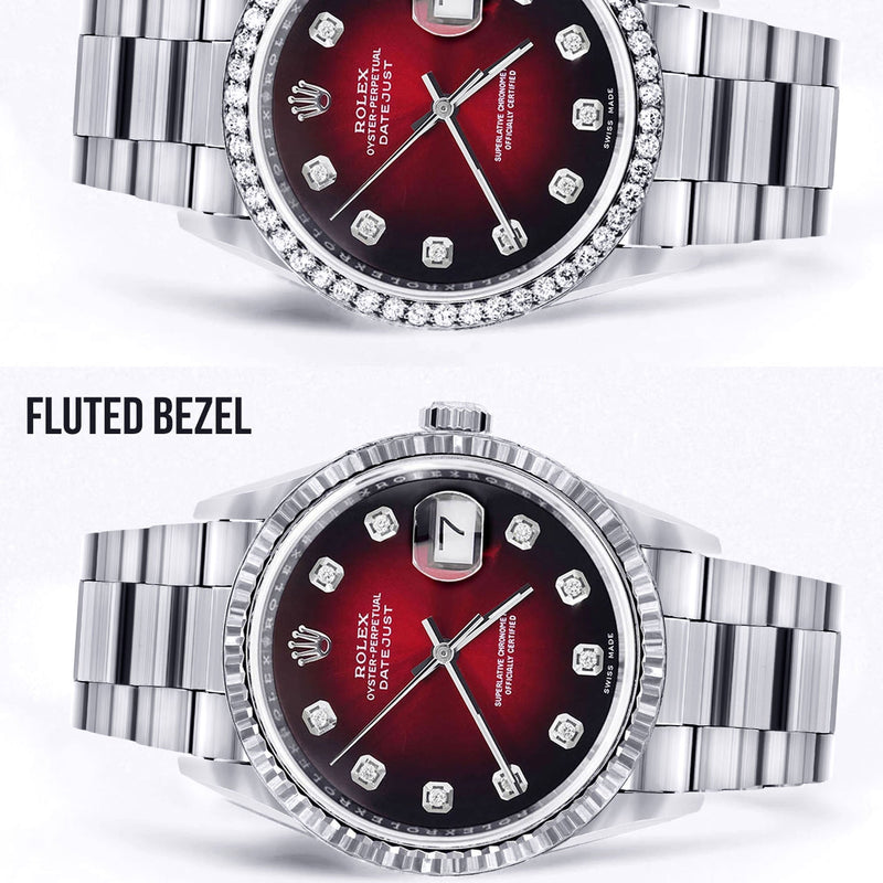 Rolex Datejust Watch | 16200  | 36MM | Red Dial | Oyster Band | Stainless Steel