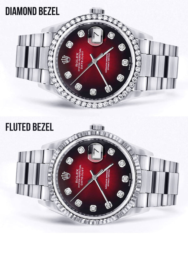 Rolex Datejust Watch | 16200  | 36MM | Red Dial | Oyster Band | Stainless Steel