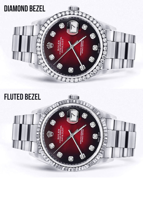 Rolex Datejust Watch | 16200  | 36MM | Red Dial | Oyster Band | Stainless Steel
