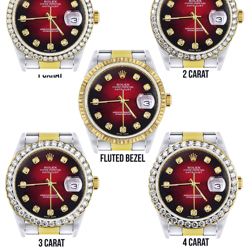 Gold Rolex Datejust Watch 16233 for Men | 36Mm | Red Dial | Oyster Band