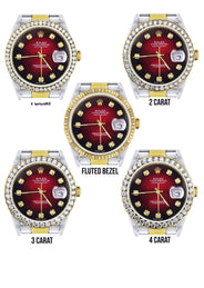 Gold Rolex Datejust Watch 16233 for Men | 36Mm | Red Dial | Oyster Band