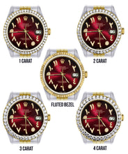 Gold & Steel Rolex Datejust Watch 16233 for Men  | 36Mm | Red Black Arabic Diamond Dial | Jubilee Band
