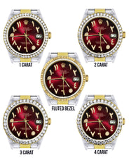 Gold & Steel Rolex Datejust Watch 16233 for Men | 36Mm | Red Black Arabic Diamond Dial | Oyster Band