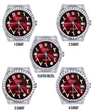 Diamond Mens Rolex Datejust Watch 16200 | 36Mm | Red Black Arabic Diamond Dial | Jubilee Band