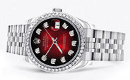 Diamond Rolex Watch | 68274 | Diamond Bezel | 31MM | Red Black Diamond Dial | Jubilee Band