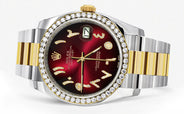 116233 | Gold & Steel Rolex Datejust Watch | 36Mm | Red Black Arabic Diamond Dial | Oyster Band