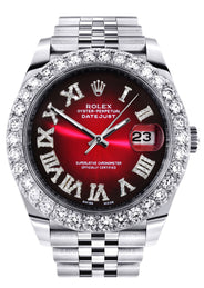 Rolex Datejust 41 Watch | 41 MM | Custom Red Black Roman Diamond Dial | Jubilee Band
