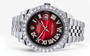 Rolex Datejust 41 Watch | 41 MM | Custom Red Black Roman Diamond Dial | Jubilee Band