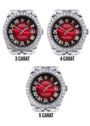 Rolex Datejust 41 Watch | 41 MM | Custom Red Black Roman Diamond Dial | Jubilee Band