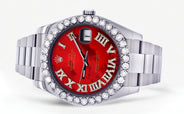 Rolex Datejust II Watch | 41 MM | Custom Red Pearl Roman Dial | Oyster Band